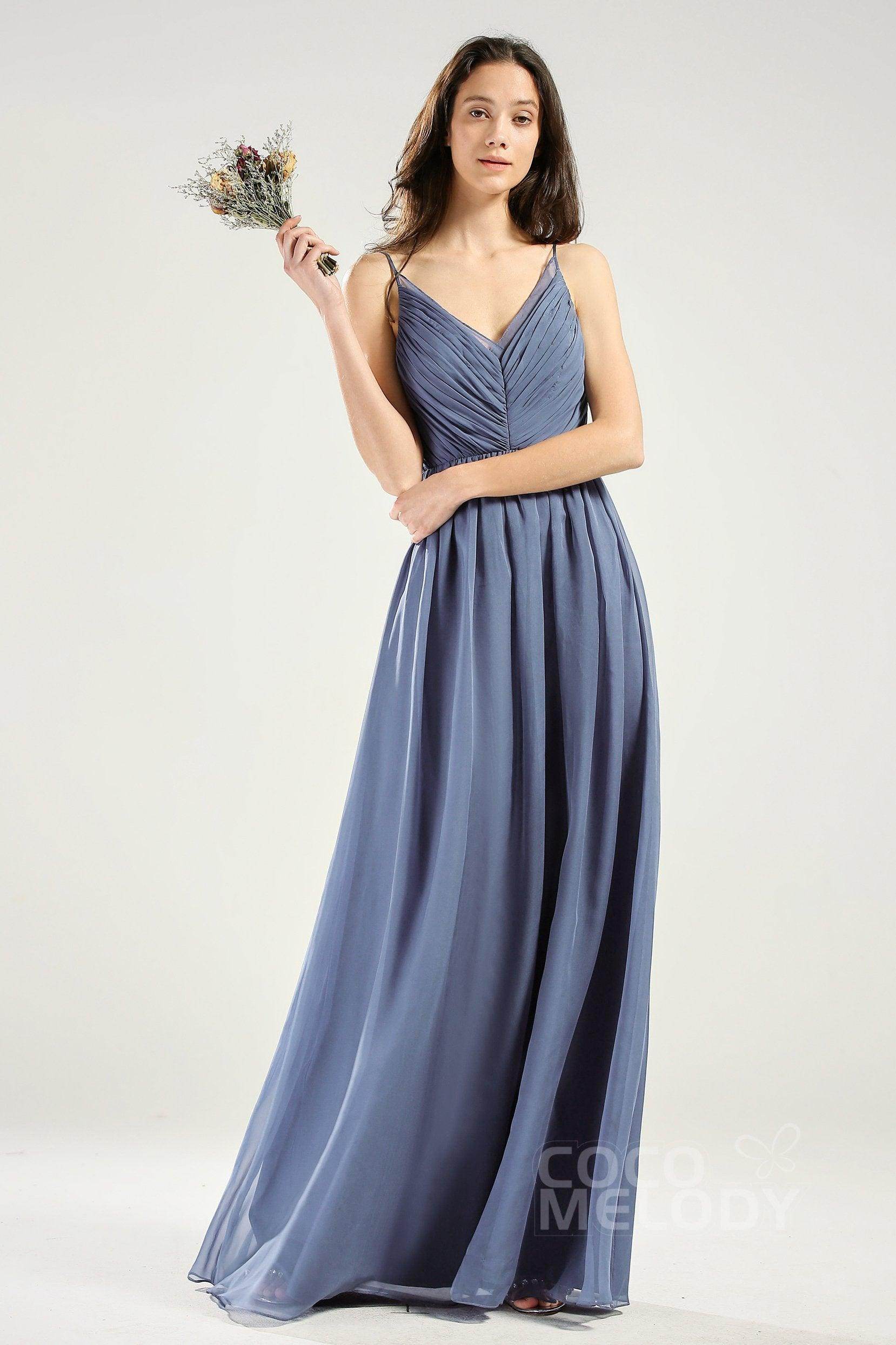 A-Line Floor Length Chiffon Bridesmaid Dress CB0642 - COCOMELODY